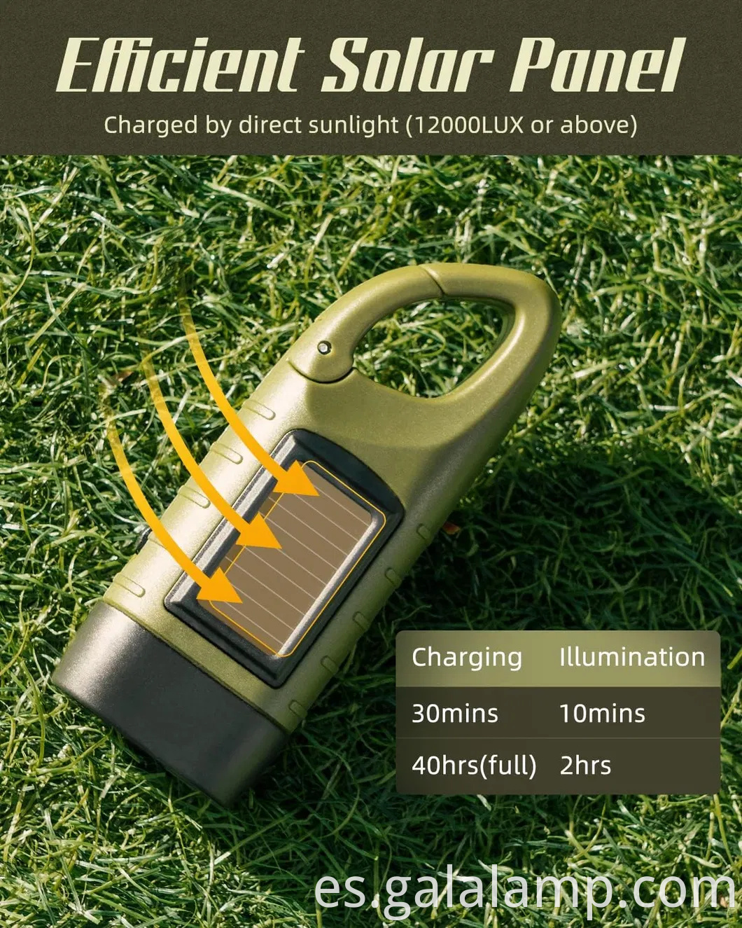 Linterna LED con energía solar al aire libre con sistema de carga de manivela de manual